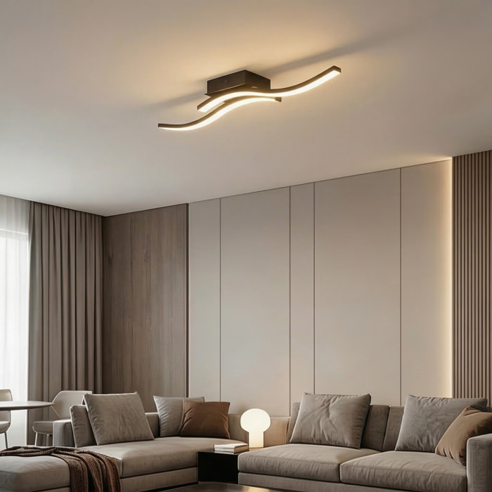 Forlight Plafón Rippe LED 9W Blanco Neutro 4000K On-Off Níquel Satinado, Blanco Opal Iluminación LED de Bajo Consumo