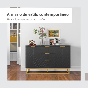 Aparador Moderno Aparador para Salón con 3 Cajones 2 Puertas y Estante Ajustable Mueble Auxiliar para Salón Antivuelco 120x40x76 cm Negro