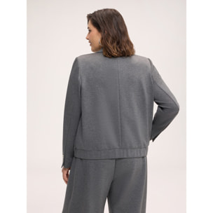 Fiorella Rubino - Blazer crop en punto Milano - Gris
