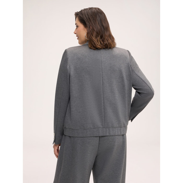 Fiorella Rubino - Blazer crop en punto Milano - Gris