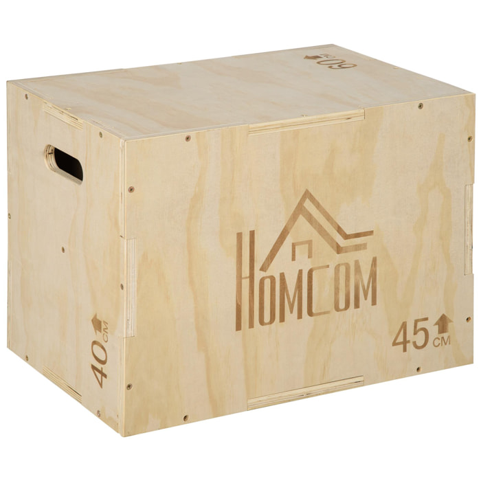 Box jump crossfit - box de pliométrie - boite de saut - 3 hauteurs 40/45/60H cm - charge max. 120 Kg - bois de hêtre