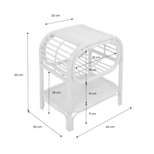 Lot de 2 tables de chevet rotin naturel courbé 1 étagère 1 niche L 40 x P 30 x H 50cm - Serang