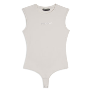 Body senza maniche in jersey stretch con logo strass