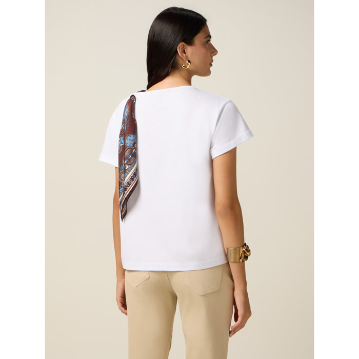 Oltre - Camiseta con pañuelo decorativo - Blanco