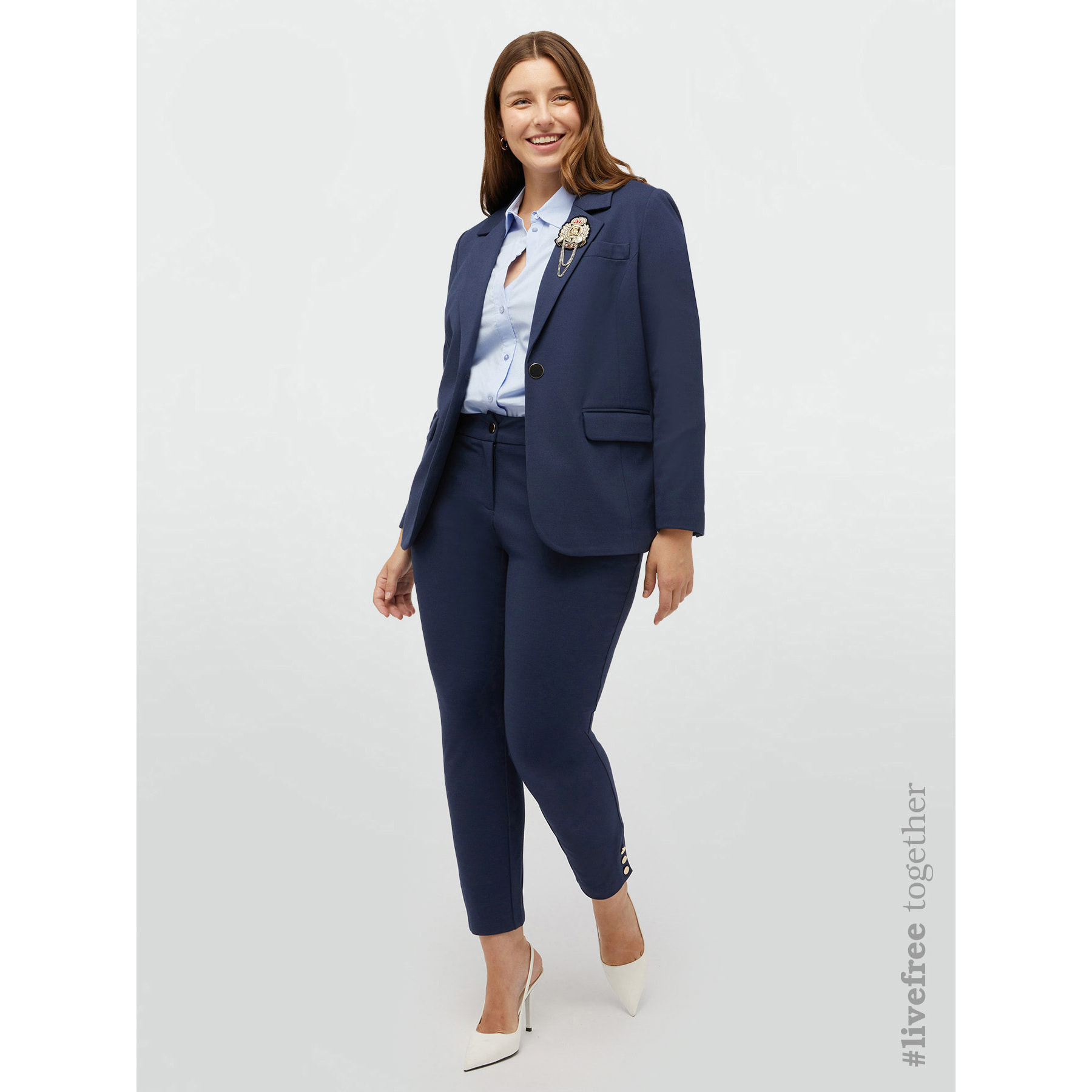 Fiorella Rubino - Pantaloni slim in viscosa LENZING™ ECOVERO™ - Blu