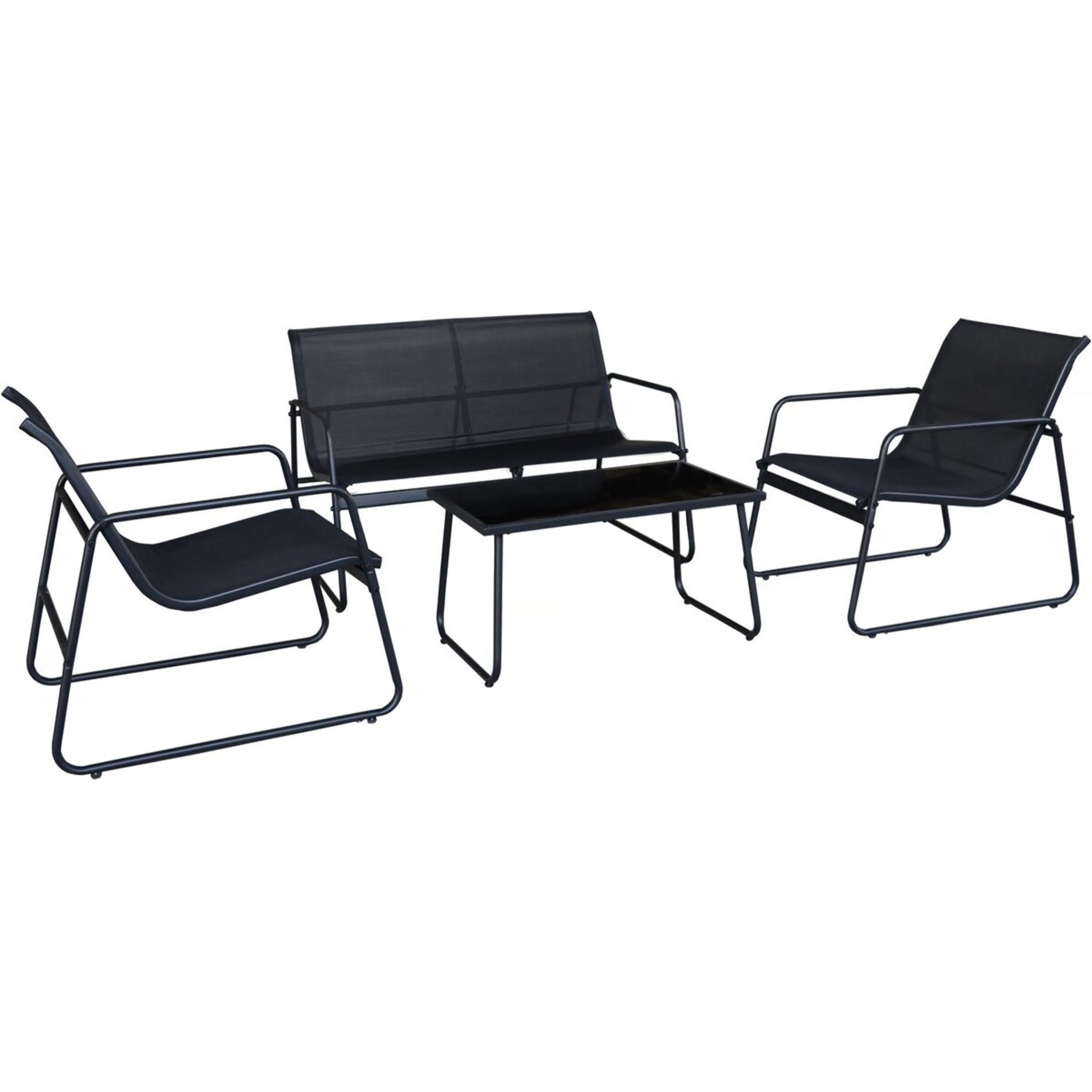 Salon de jardin en métal "Fortaleza" - 4 places - Noir