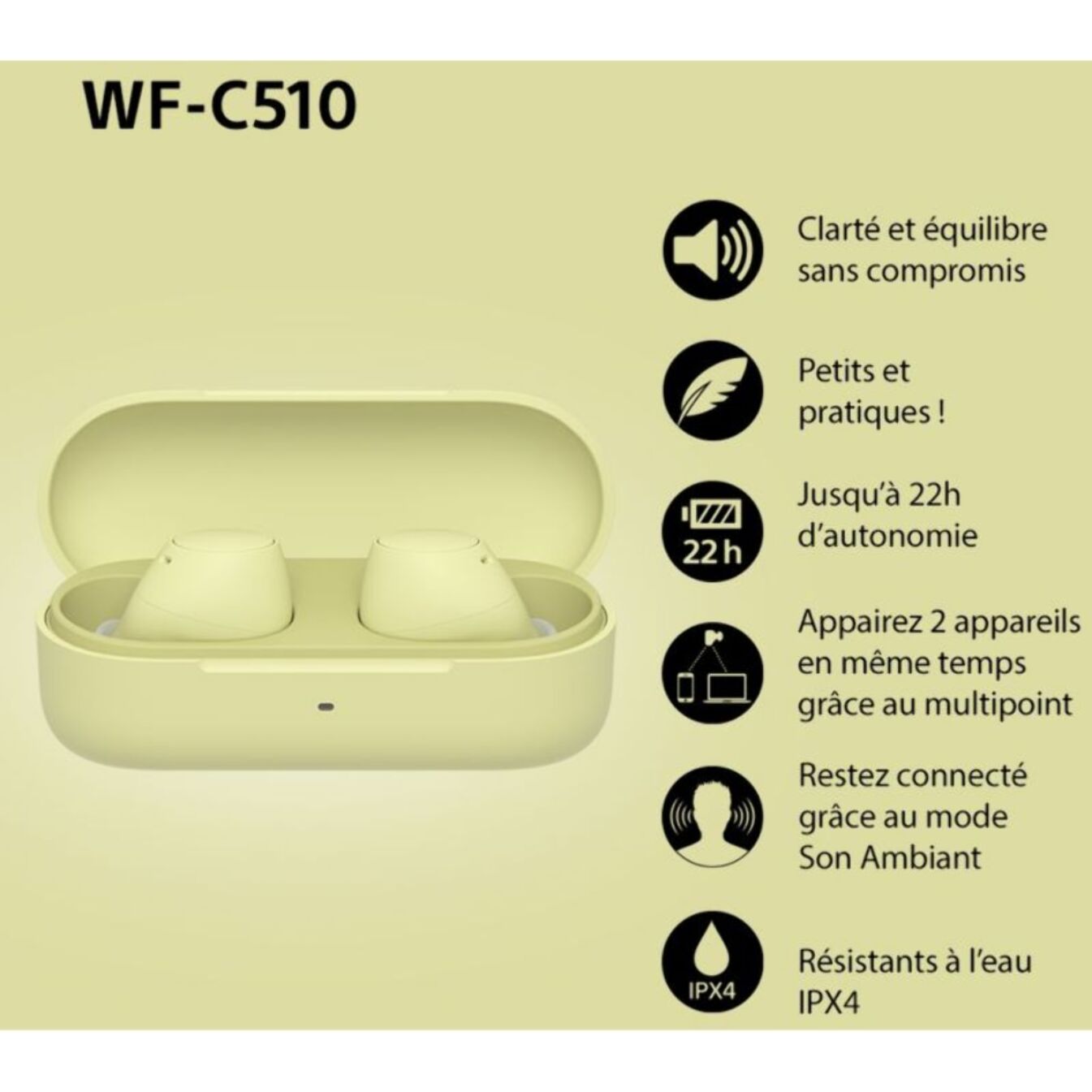 Ecouteurs SONY WF-C510 Jaune