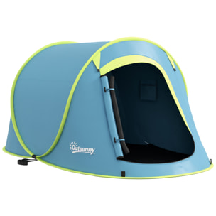Tente de camping automatique pop-up 2-3 pers. étanchéité 2000 mm sac bleu