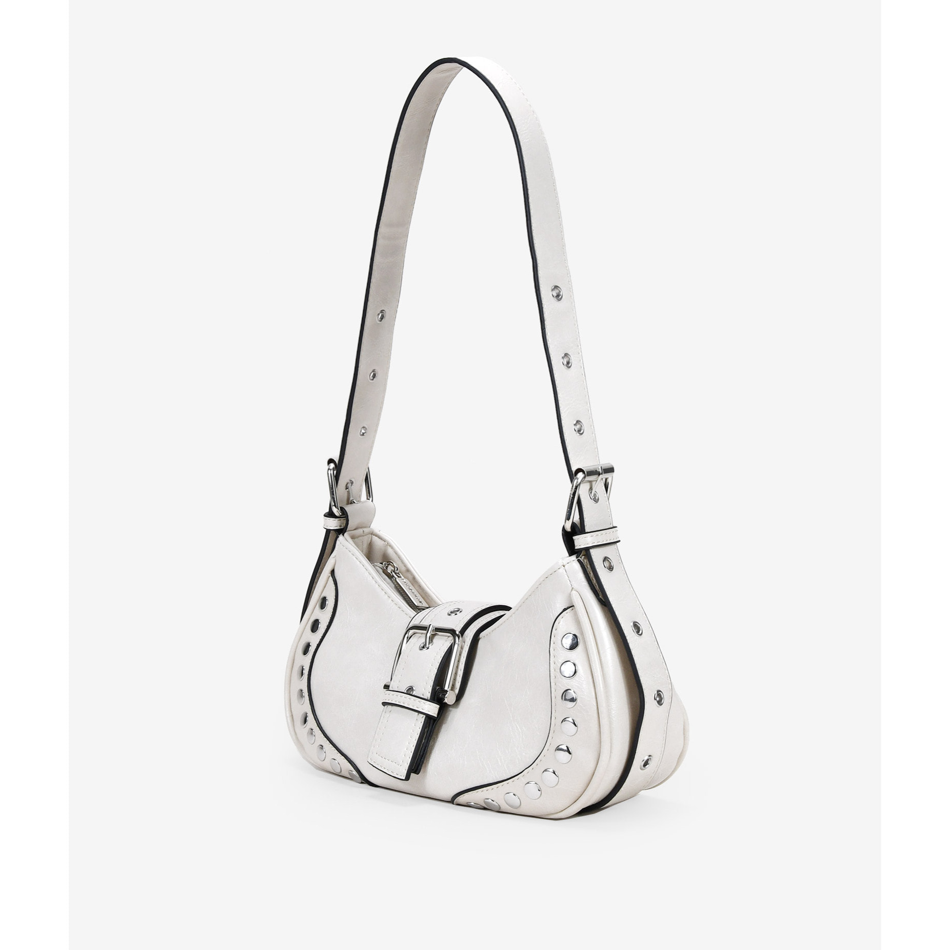 Bolso de hombro blanco con tachas