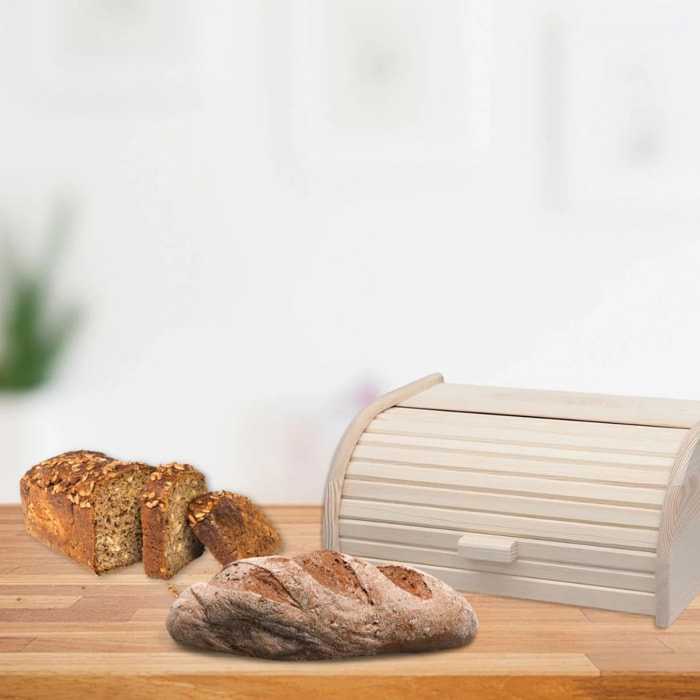 Set de 2 ustensiles pour le pain avec Huche à pain en bois et Couteau à pain Fackelmann Boissellerie