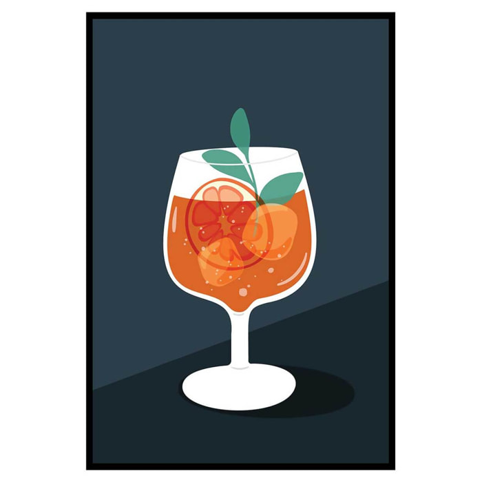 Affiche encadrée cocktail agrumes moderne Affiche + cadre en métal - Noir