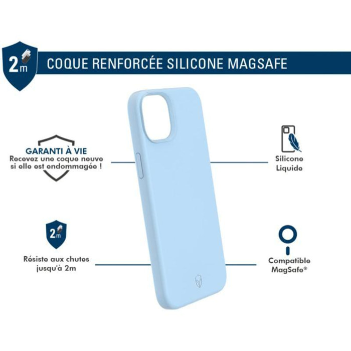 Coque FORCE CASE IPhone 15 silicone bleu ciel