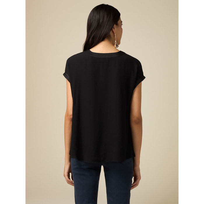 Oltre - Blusa kimono de viscosa - Negro