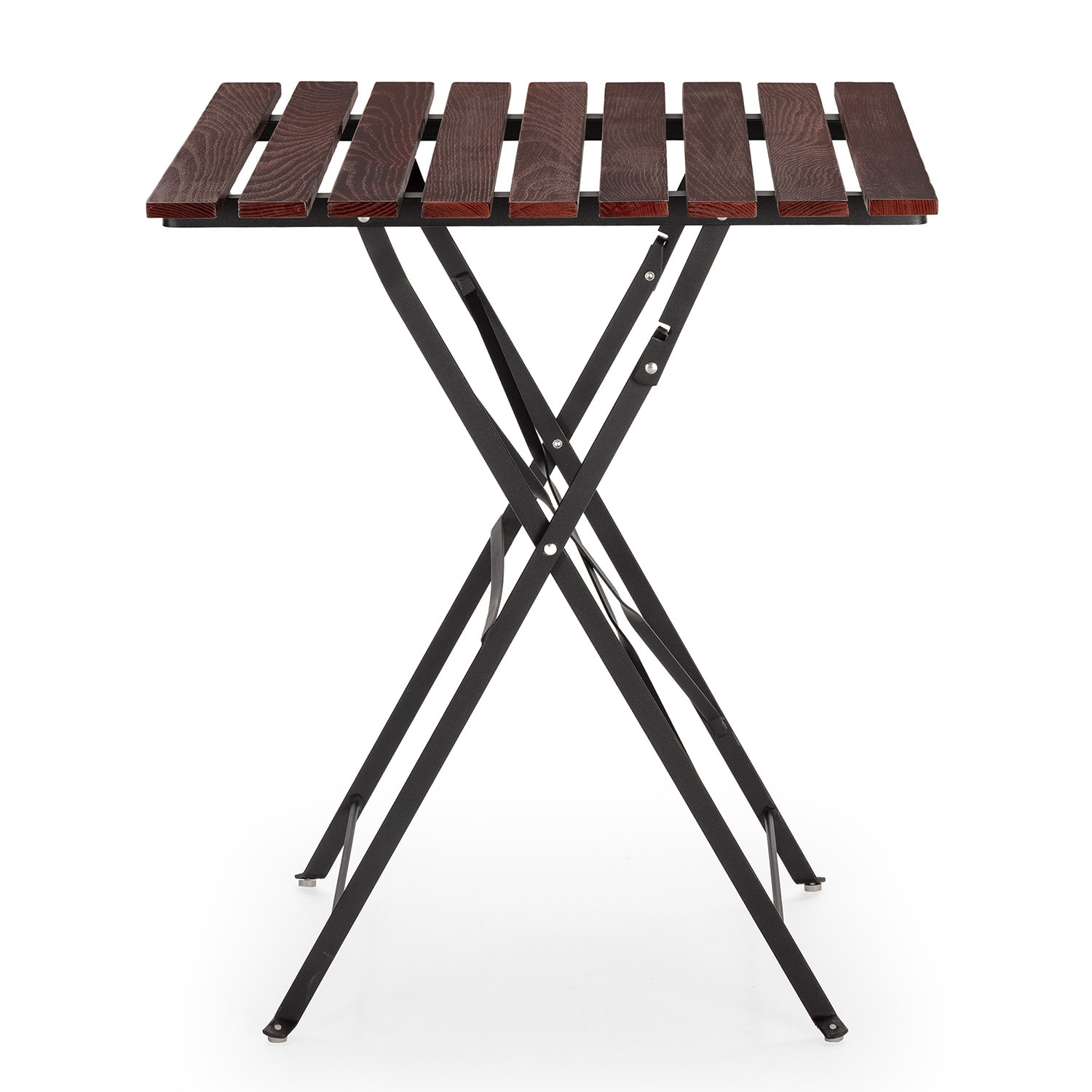 Mesa de Jardín Plegable Agata de Madera y Metal Negro