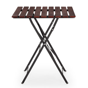Mesa de Jardín Plegable Agata de Madera y Metal Negro