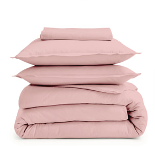 Housse de couette unie en percale de coton - Rose