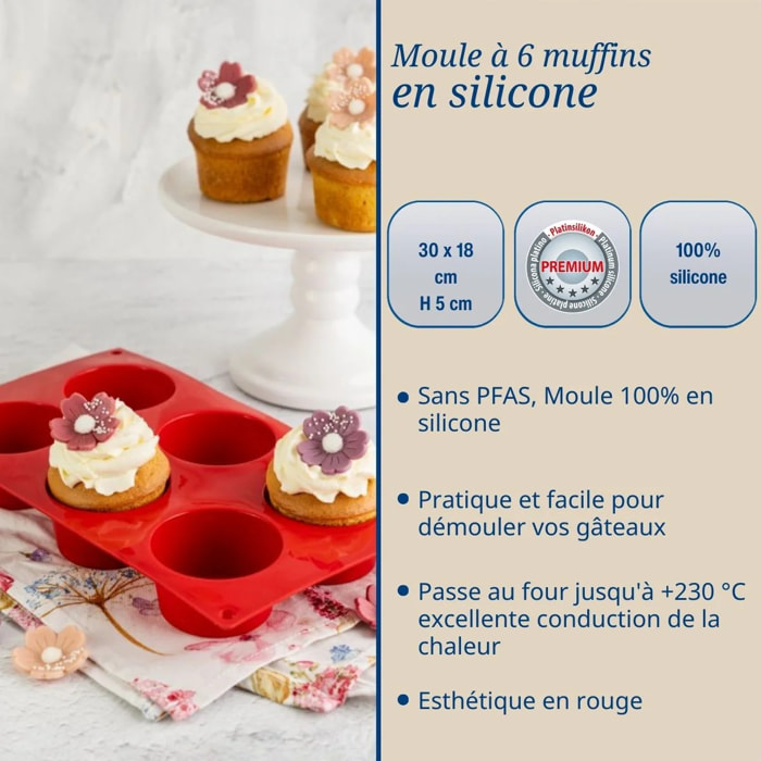 Moule à muffins 6 empreintes 30 x 18 cm Dr.Oetker Flexxibel Love
