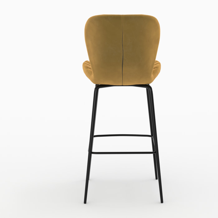Pack 4 chaises de bar en velours jaune et bleu 75 cm - Mazzia