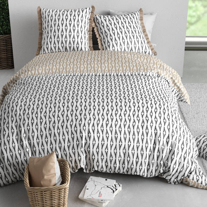 Parure housse de couette 3pcs 100% coton 57 fils nils