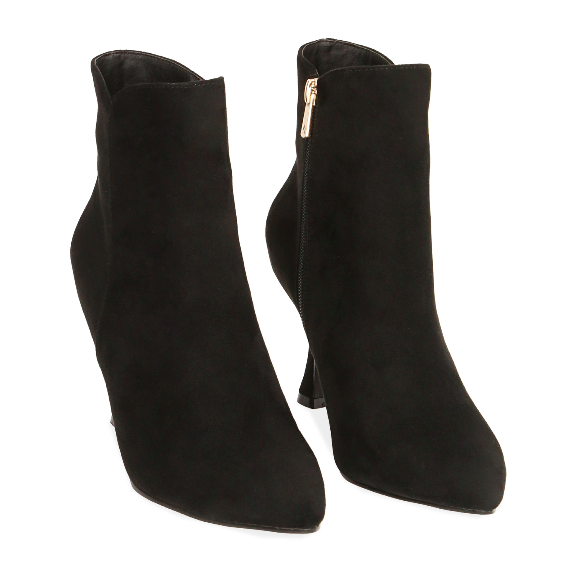 Botines negros de microfibra, tacón 8,5 cm.
