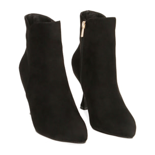 Botines negros de microfibra, tacón 8,5 cm.