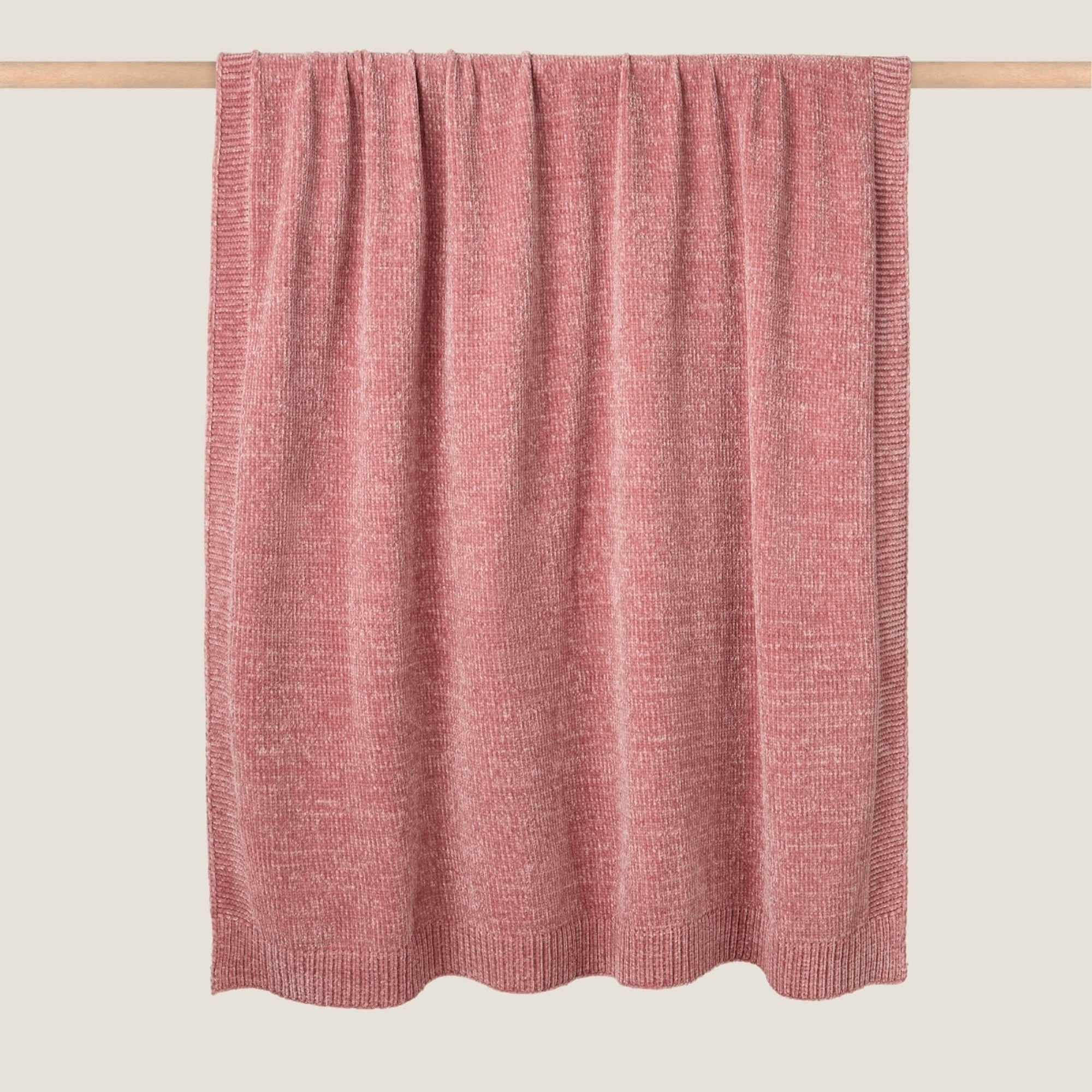 Plaid chenilla Chenu color rosa Poliéster