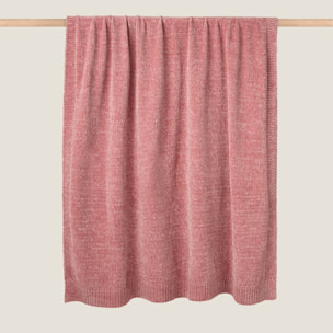 Plaid chenilla Chenu color rosa Poliéster