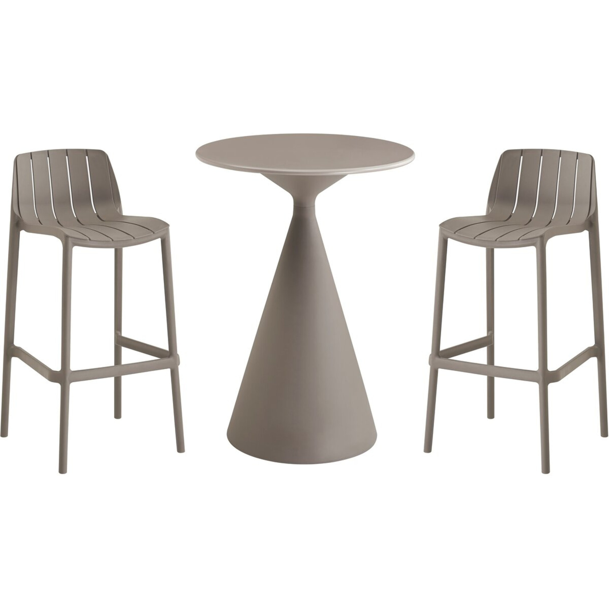 Table et chaises hautes de bistrot empilables "Vaena" - 2 places - Taupe
