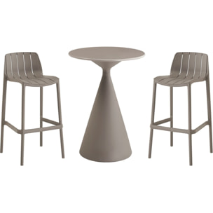 Table et chaises hautes de bistrot empilables "Vaena" - 2 places - Taupe
