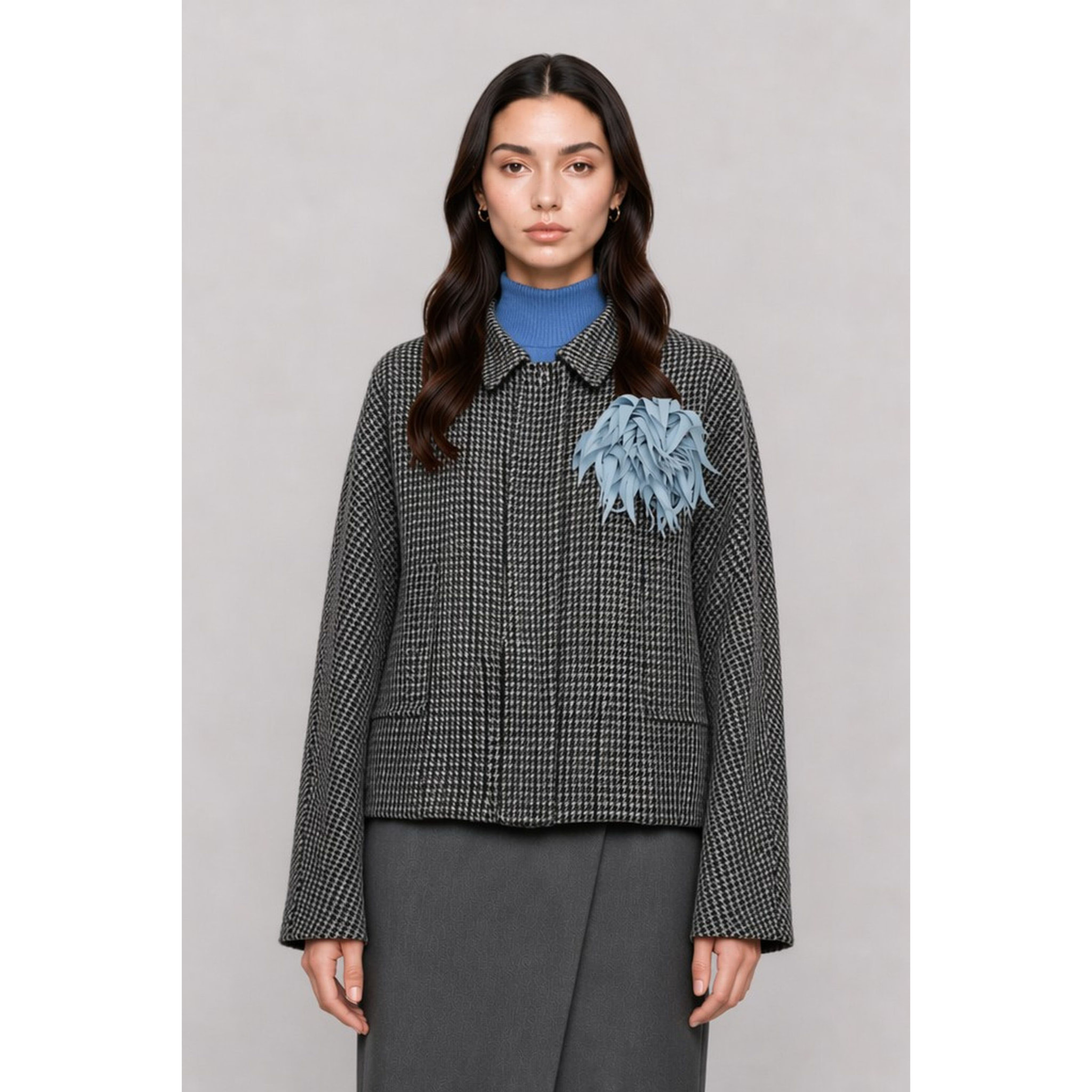 Kocca - Cappotto da donna pied de poule con applicazione floreale Donna