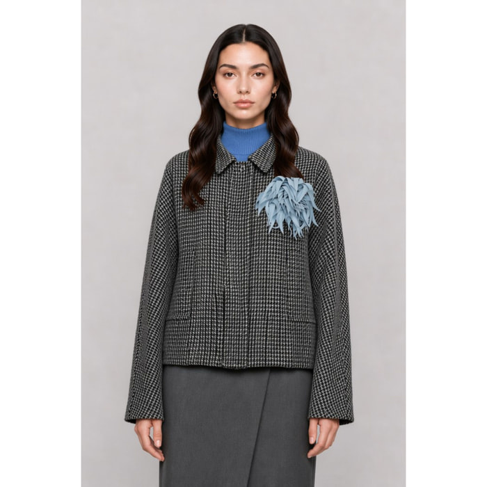Kocca - Cappotto da donna pied de poule con applicazione floreale Donna