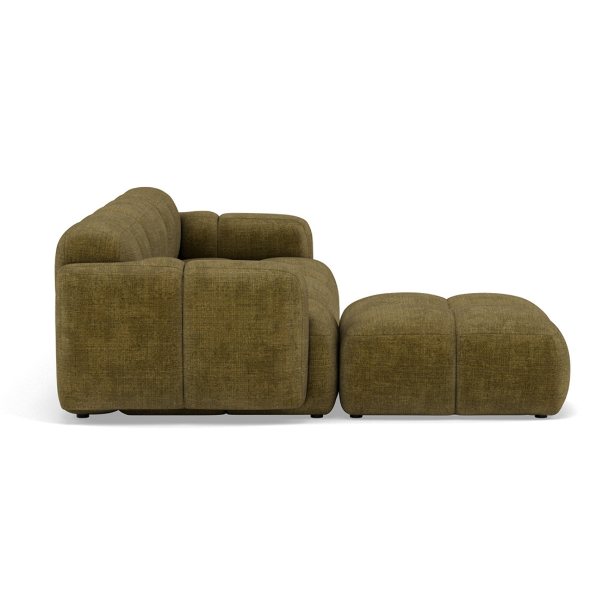 Grace - canapé modulable d'angle réversible 4 places en velours texturé - Vert Olive