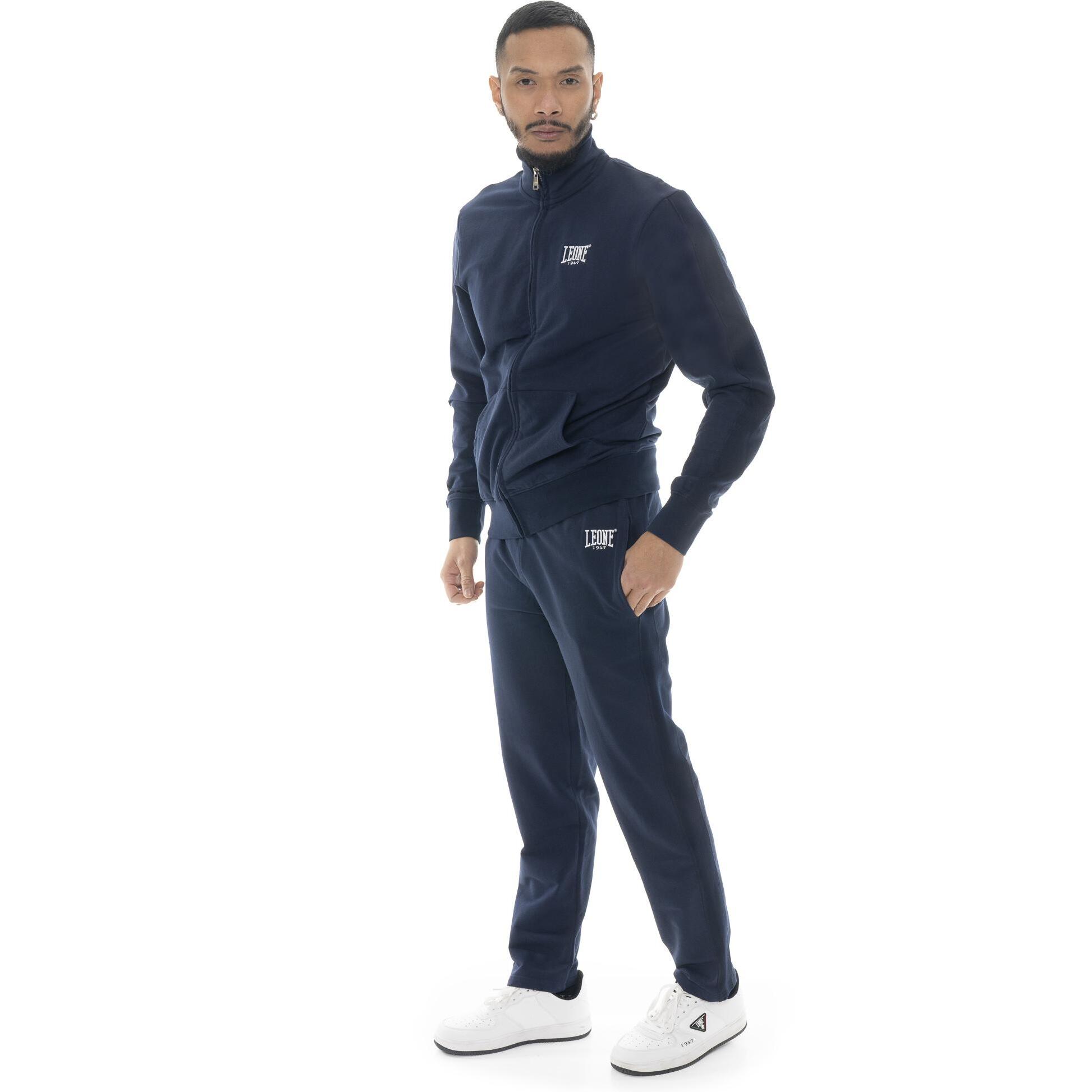 Tuta da uomo con colletto e zip in cotone non garzato Leone Easy
