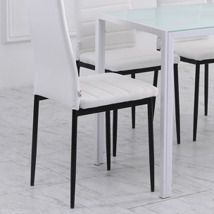 Pack de 4 Sillas de Comedor Modernas, Sillas de Cocina Tapizadas en Lino Sintético con Respaldo Alto y Patas de Metal, para Salón, Blanco