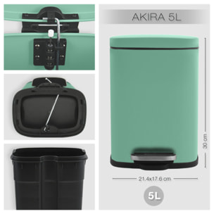 Set Poubelle à  pédale 5L & Brosse Wc AKIRA Vert mat Spirella