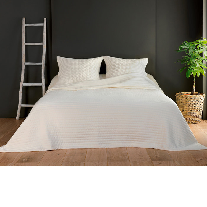 Couvre lit et taie matelassés - Ecru