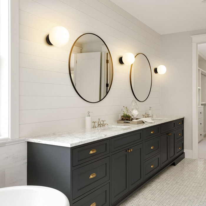 Forlight Giro - Lámpara de Techo para Baño con IP44 para Bombilla E14 en Forma de Esfera. Plafón de Techo de Color Negro