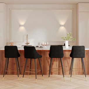 Lot de 2 chaises de bar 77.5 cm en velours noir - Aristote