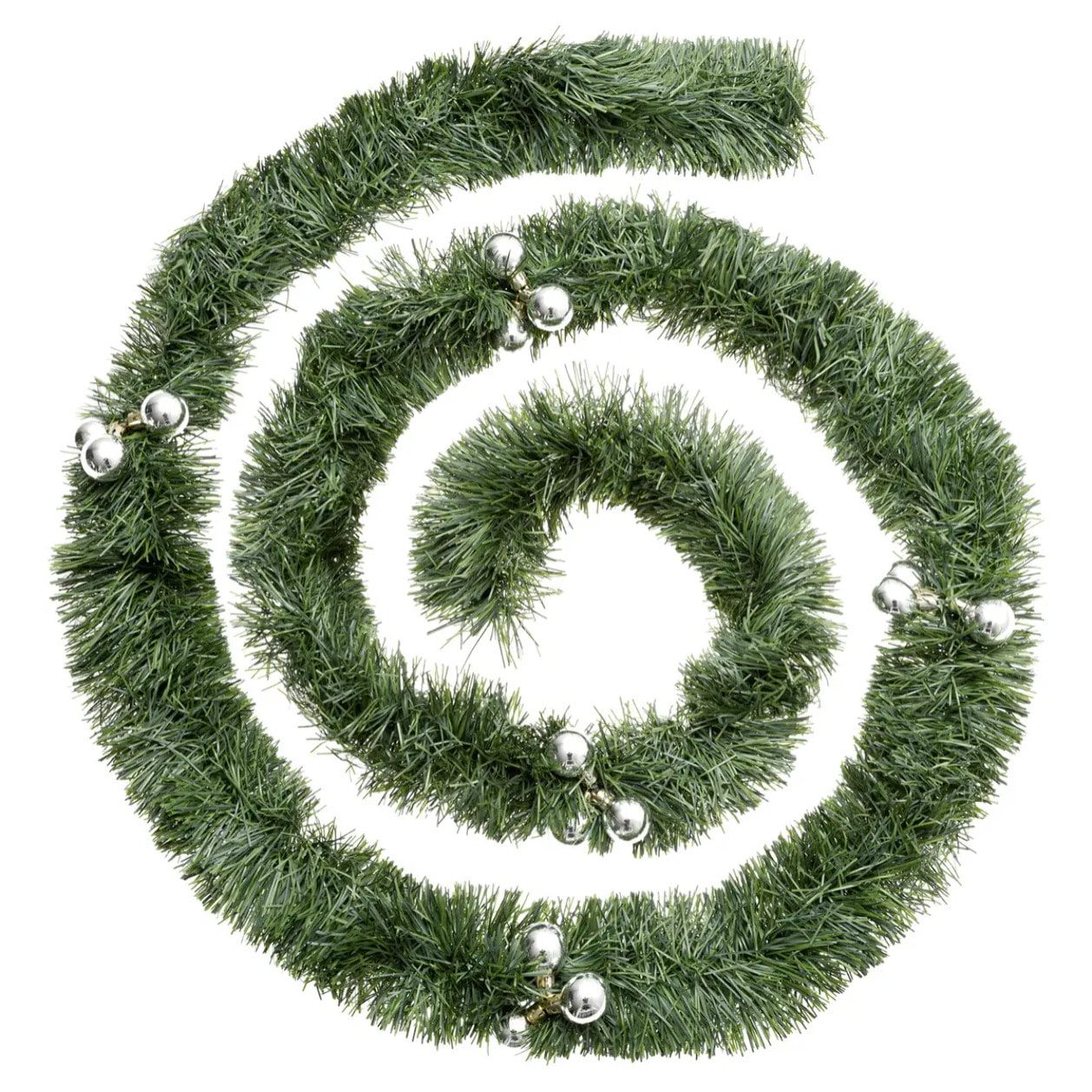 Guirlande de Noël verte boules argent en plastique D10 x 270cm