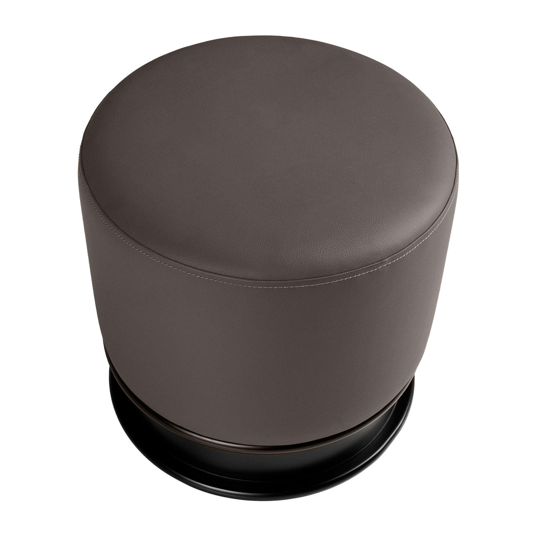 Puff con asiento tapizado en polipiel en gris oscuro sus patas de madera de mdf en negro 43x43x42cm