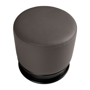 Puff con asiento tapizado en polipiel en gris oscuro sus patas de madera de mdf en negro 43x43x42cm