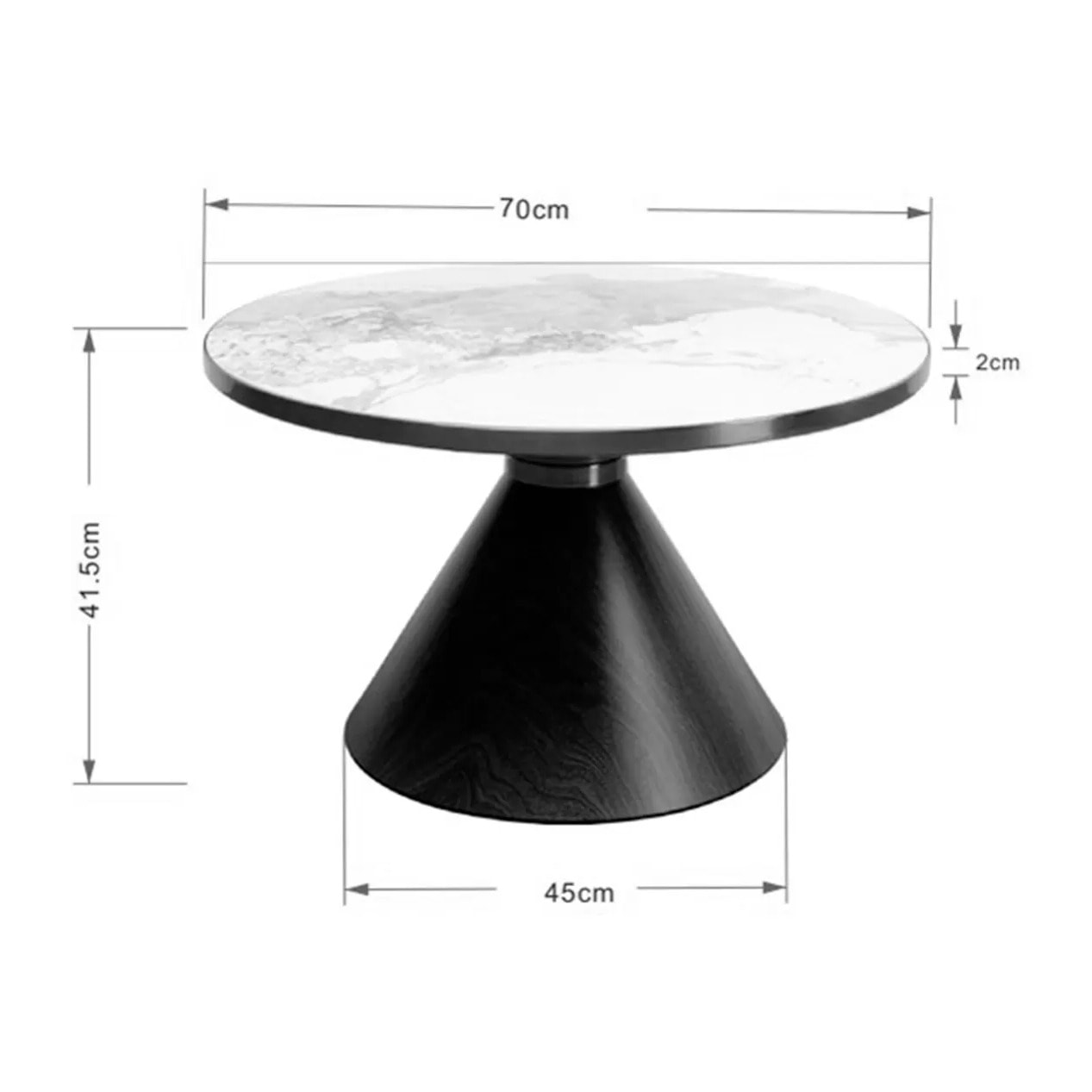 Table basse Cono Travertino 70cm chêne Kare Design