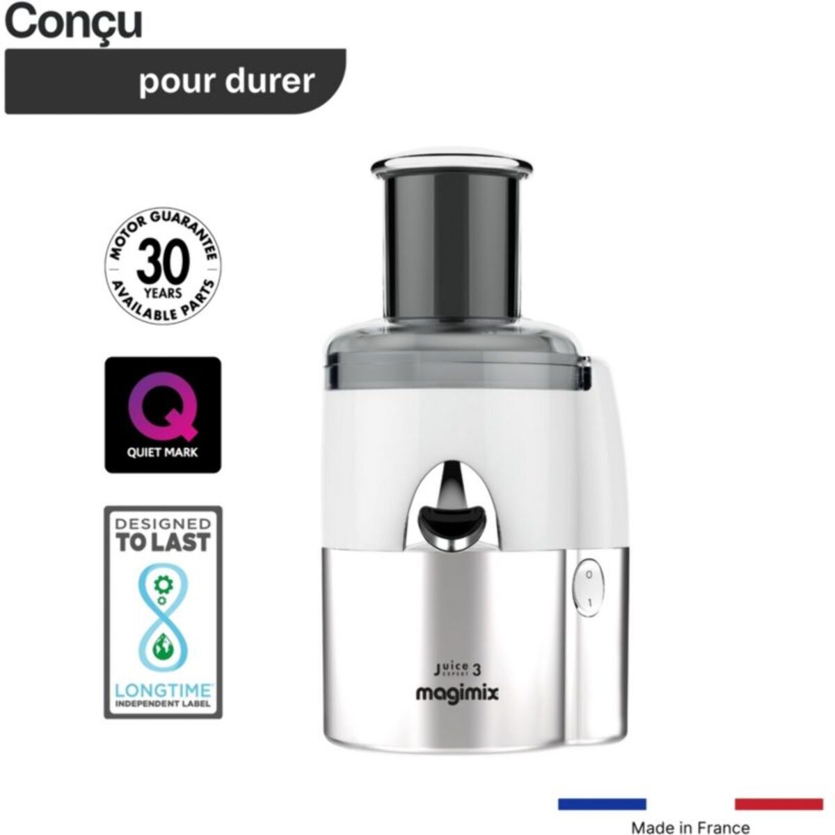 Extracteur de jus MAGIMIX 18085F Juice Expert 3 Chrome et Blanc