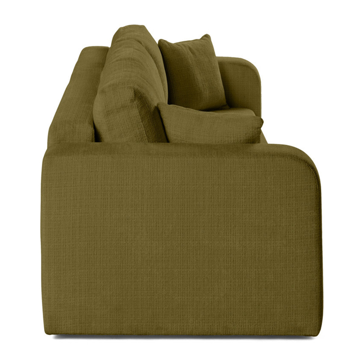 Miro - canapé droit 3 places - convertible avec coffre - en velours texturé - Vert Olive