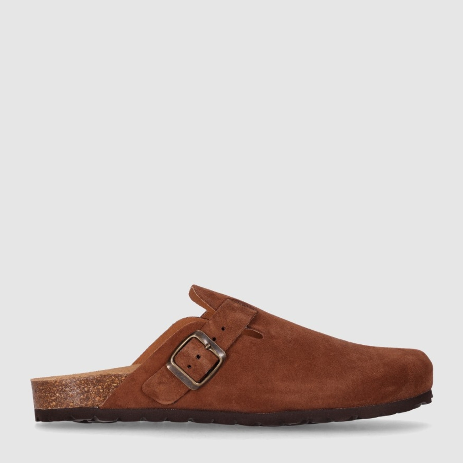 Slippers de Piel - Marron - Tacón: Bajo