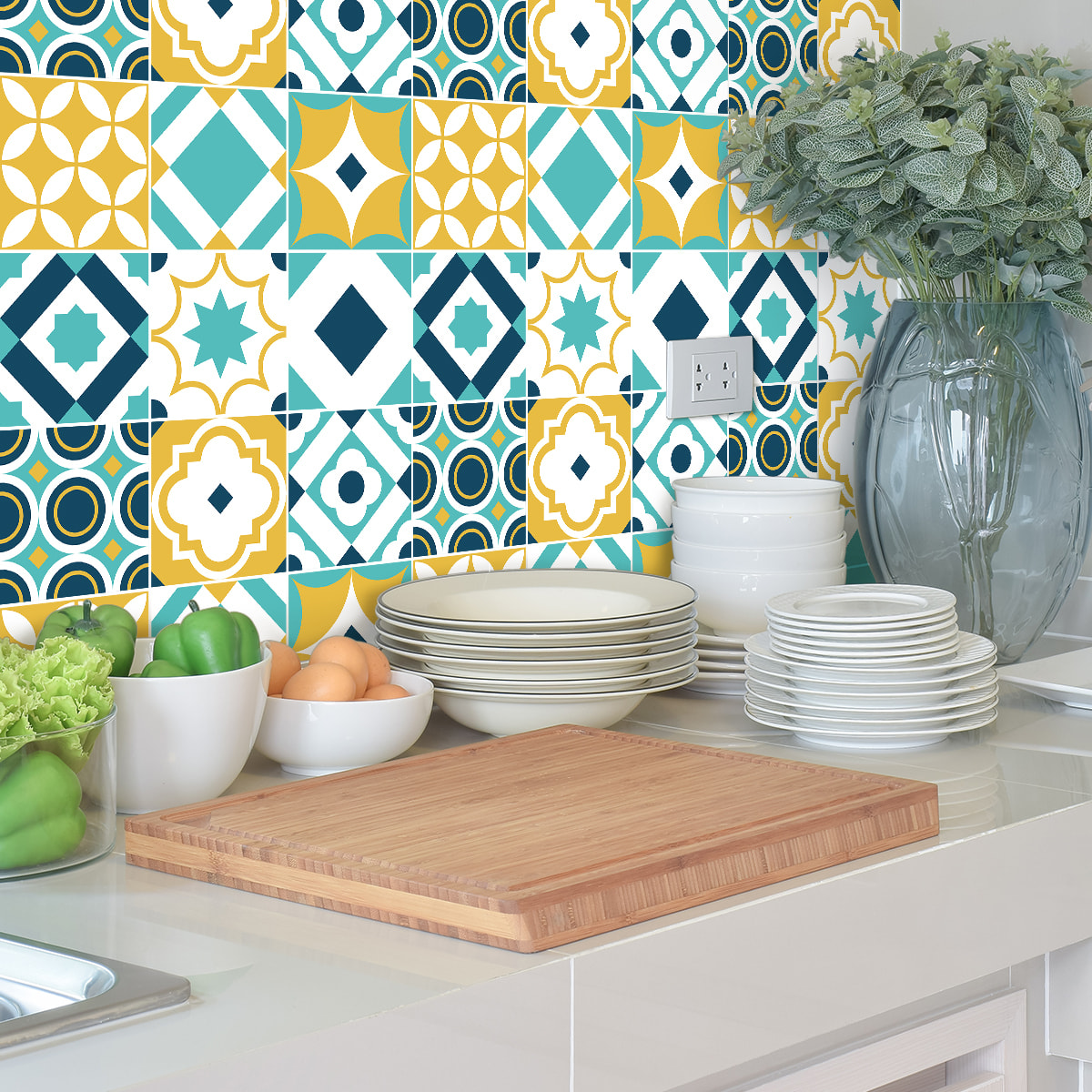 Stickers muraux - Sticker Mural Carrelage adhésif Cuisine Salle de Bain - 9 STICKERS CARRELAGES AZULEJOS AVA MARIA