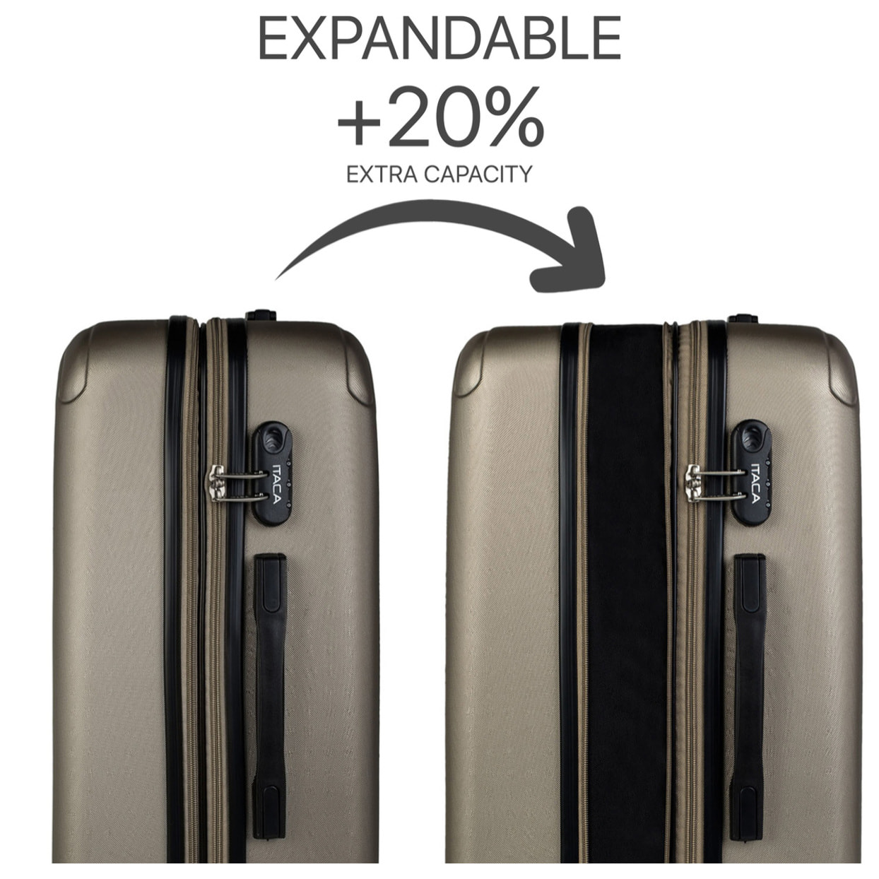 Maleta Itaca Sevron Set De 3 Unidades Champagne