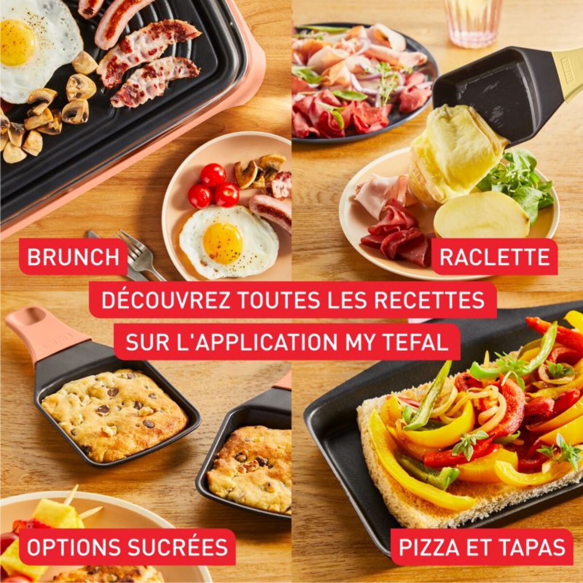 Raclette TEFAL 2 en 1 plancha Food & Co x8 RE651JF0