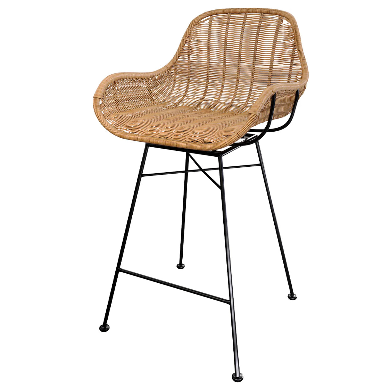 Lot de 2 chaises pour îlot central 65 cm en résine tressée naturelle - Carmela