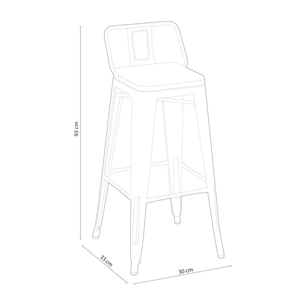 Pack 4 taburetes altos en chapa de acero en negro 30x33 cm Tolix Negro